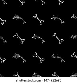 Hand drawn bones seamless pattern for textile design. Bone seamless hand doodle, great design for any purposes. Vector illustration. Vector textile fabric print. Abstract background.