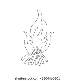 Huyó fuego de mano aislado. Esbozo de fuego. Ilustración del vector Doodle. Camping, elemento de senderismo