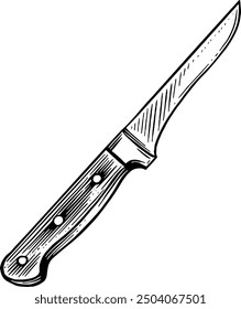 Hand drawn Boning Knife Sketch Illustration