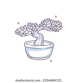 Hand drawn bonsai tree. Doodle Sketch Vector Illustration