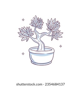 Hand drawn bonsai tree. Doodle Sketch Vector Illustration