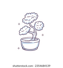 Hand drawn bonsai tree. Doodle Sketch Vector Illustration