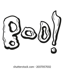 hand drawn boo phrase icon in doodle style isolated.
