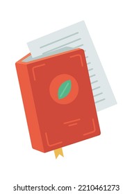 Hand drawn book with a bookmark icon. Vector illustration