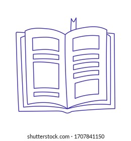 Libro de mano y dibujo
icono del vector lineal.
Ilustración de Doodle con un contorno azul.