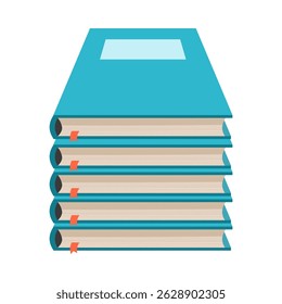 Clipart de livro desenhado à mão isolado no fundo branco. Várias posições do bloco de anotações. Pilha de livros. Livros bagunçados. Materiais para educação, leitura, literatura e tema científico.