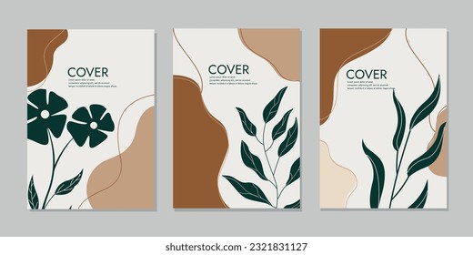 hand drawn book cover template. Bohemian style Collection of contemporary art. A4 size For notebooks, books, brochures, annuals, planners, catalogs