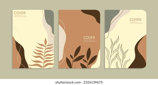 hand drawn book cover template. botanical abstract cover collection. A4 size For books, notebooks, brochures, annuals, planners, catalogs