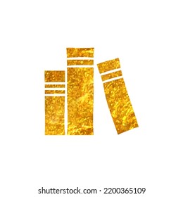 Hand drawn Book icon in gold foil texture vector illustration