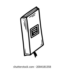 Hand drawn book, school, office items isolated on a white background. Doodle, simple outline illustration. It can be used for decoration of textile, paper.