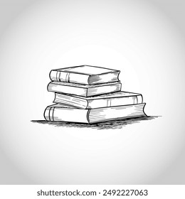 Hand drawn book set sketch design background vector