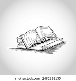 Hand drawn book set sketch design decorative background vector