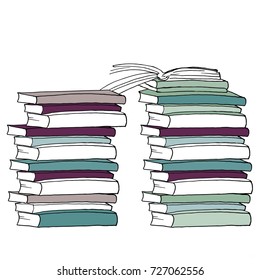 Hand drawn book stacks,. vector illustration