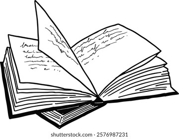 hand drawn book vector line art