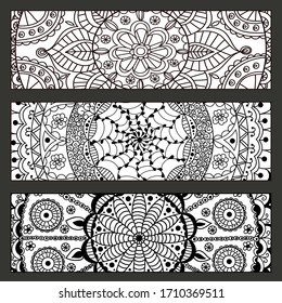 Hand drawn bookmarks with oriental, indian, arabic elements. Boho style. Vector illustration