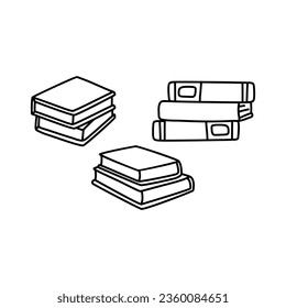 Hand drawn books doodle set Line art style. Vector illustration isolated on white background.