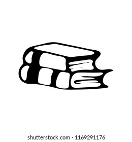 Hand drawn books doodle. Sketch Back to school, icon. Decoration element. Isolated on white background. Vector illustration.