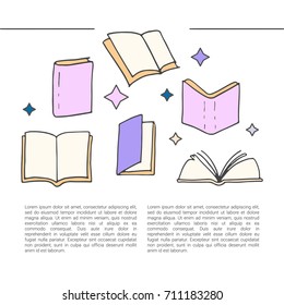 Hand drawn books icon. Vector line concept.