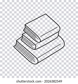 Hand drawn books isolated on transparent background. Sketch of books. Vector illustration.