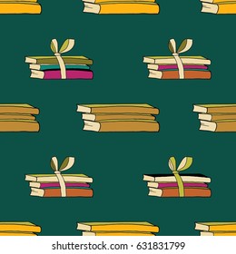 Hand drawn books seamless pattern. Vector illustration