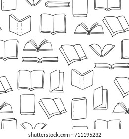 Hand Drawn Books Seamless Pattern. Vector Illustration.