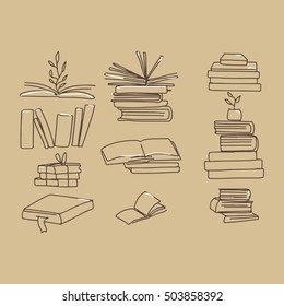 Hand drawn books set.