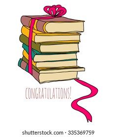 Hand drawn books.  Vector illustration
