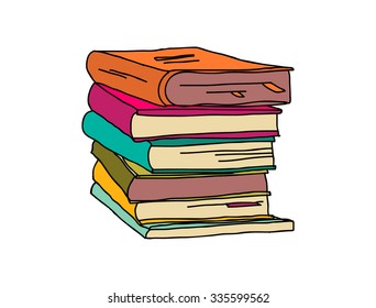 Hand drawn books.  Vector illustration