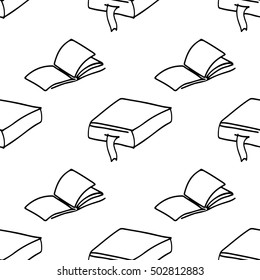 Hand drawn books. Vector illustration. Seamless pattern