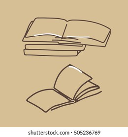 Hand drawn books. Vector illustration. Craft background.