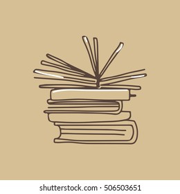 Hand drawn books. Vector illustration. Craft background.