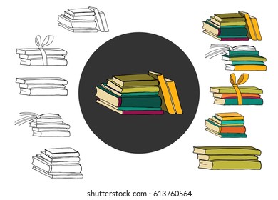 Hand drawn books. Vector illustration for your design.