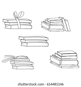 Hand drawn books. Vector illustration for your design.
