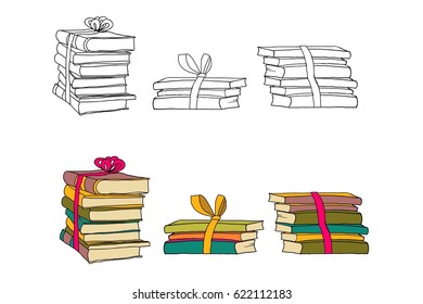 Hand drawn books. Vector illustration