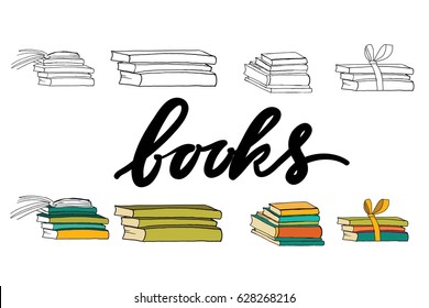 Hand drawn books. Vector illustration