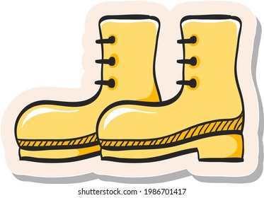 Hand drawn Boot icon in sticker style vector illustration