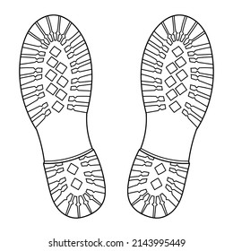 Hand drawn boots shoes. Doodle vector illustration. Sole side view.