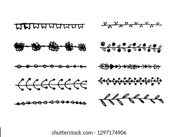 Hand drawn border dividers vector