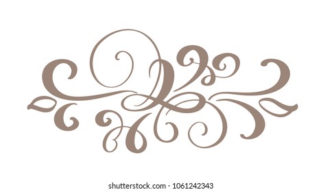 Hand drawn border flourish separator Calligraphy designer elements. Vector vintage wedding illustration Isolated on white background