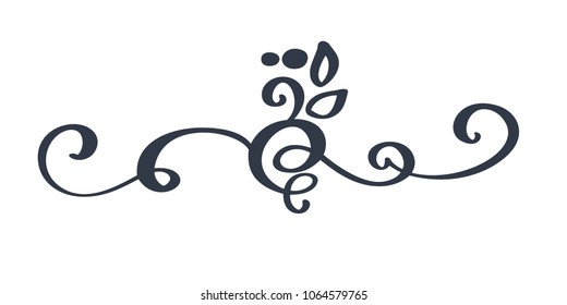 Hand drawn border flourish separator Calligraphy designer elements. Vector vintage wedding illustration Isolated on white background