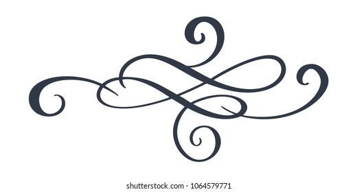 Hand drawn border flourish separator Calligraphy designer elements. Vector vintage wedding illustration Isolated on white background