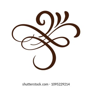 Hand drawn border flourish separator Calligraphy designer elements. Vector vintage wedding illustration Isolated on white background