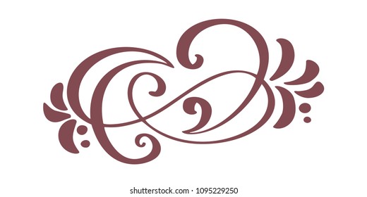 Hand drawn border flourish separator Calligraphy designer elements. Vector vintage wedding illustration Isolated on white background