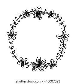 hand drawn border flower on white background