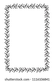 Hand drawn border isolated on white background. Design element for photo frames, branding, greeting cards and home decor.