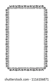 Hand drawn border isolated on white background. Design element for photo frames, branding, greeting cards and home decor.