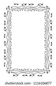 Hand drawn border isolated on white background. Design element for photo frames, branding, greeting cards and home decor.