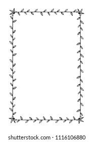 Hand drawn border isolated on white background. Design element for photo frames, branding, greeting cards and home decor.