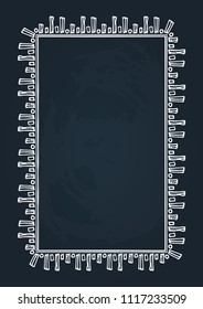 Hand drawn border isolated on chalkboard background. Design element for photo frames, chalkboard menu, greeting cards and home decor.