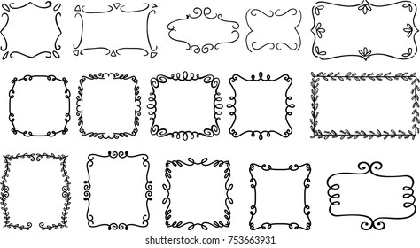 Hand Drawn Border Set Artistic Style Stock Vector (Royalty Free ...